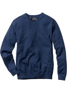 Пуловер Regular Fit с V-образным вырезом (темно-синий) Bonprix