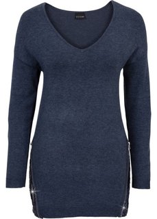 Пуловер с пайетками (темно-синий меланж) Bonprix