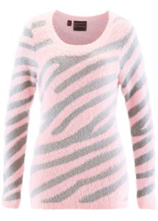Пуловер (нежно-розовый/серебристый с узором) Bonprix