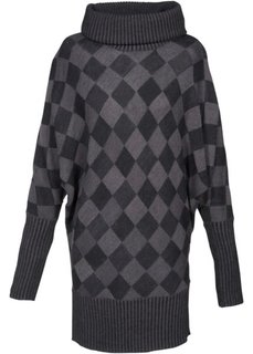 Удлиненный пуловер (антрацитовый меланж) Bonprix