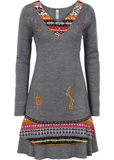 Вязаное платье (серый меланж) Bonprix
