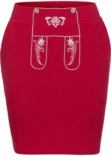 Трикотажная юбка с вышивкой (темно-красный) Bonprix