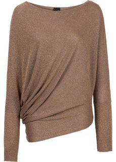 Пуловер с люрексом и асимметричным низом (медный металлик) Bonprix