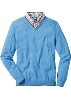 Пуловер Regular Fit - два в одном (нежно-голубой меланж) Bonprix