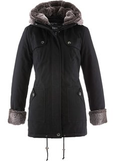 Зимняя куртка с меховой отделкой (черный) Bonprix