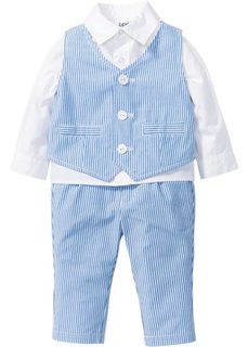 Костюм для малышей: рубашка + жилет + брюки (3 изд.) (белый/голубой) Bonprix