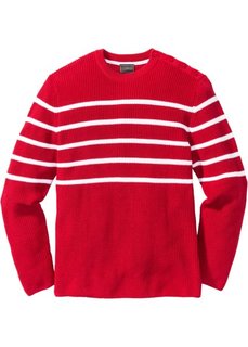 Пуловер Regular Fit в полоску (красный/белый в полоску) Bonprix