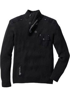 Эффектный пуловер облегающего покроя (черный) Bonprix