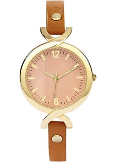 Часы на узком браслете (светло-коричневый) Bonprix