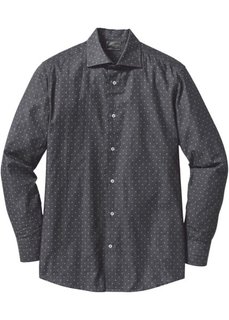 Деловая рубашка Regular Fit с минималистским узором (черный/белый с узором) Bonprix