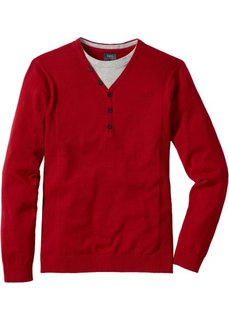 Пуловер 2 в 1 Regular Fit (темно-красный) Bonprix