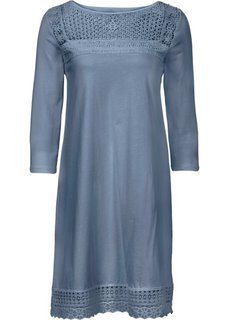 Трикотажное платье с кружевной вставкой (синий) Bonprix