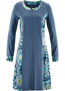 Платье с длинным рукавом (индиго с рисунком) Bonprix