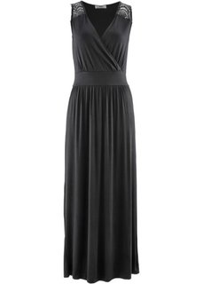 Трикотажное платье макси (черный) Bonprix