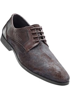 Кожаные туфли на шнуровке (темно-коричневый) Bonprix