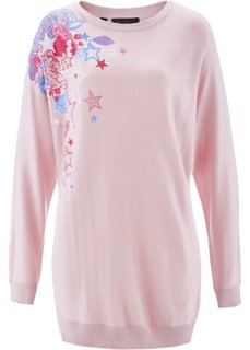 Пуловер с рукавом летучая мышь (нежно-розовый/разноцветный с рисунком) Bonprix