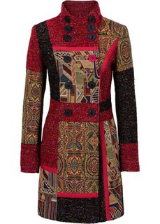 Пальто в миксе узоров и материалов (красный с рисунком) Bonprix