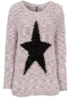 Пуловер в стиле оверсайз (нежно-розовый/светло-серый меланж) Bonprix