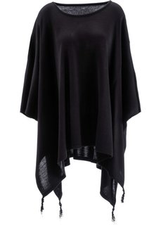 Пуловер с удлиненными боковыми краями (черный) Bonprix