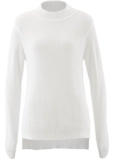 Пуловер с воротником-стойкой и структурным узором (цвет белой шерсти) Bonprix