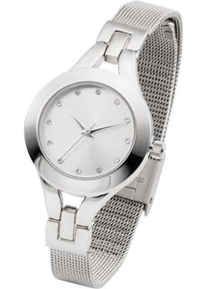 Металлические наручные часы с сетчатым браслетом (серебристый) Bonprix