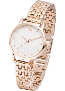 Часы с подвеской биколор и металлическим браслетом (розово-золотистый) Bonprix