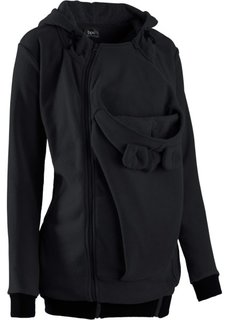 Флисовая куртка для беременных и молодых мам с карманом для малыша (черный) Bonprix