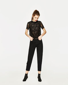 Футболка из кружева с вышивкой Zara