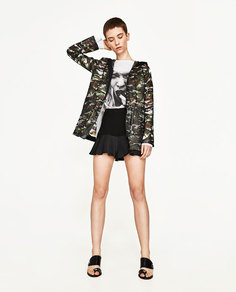 Парка из водонепроницаемой ткани с камуфляжным принтом Zara