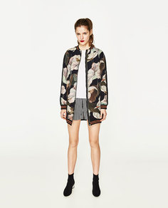Куртка-бомбер в стиле oversize с принтом Zara