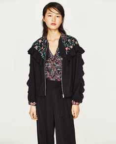 Куртка с воланами и вышивкой Zara