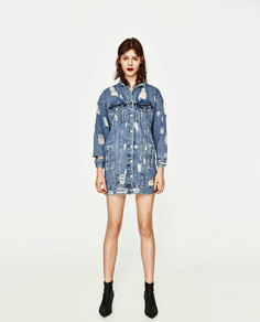 Джинсовая куртка «глаза» в стиле oversize Zara