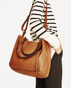 Кожаная сумка-мешок Zara