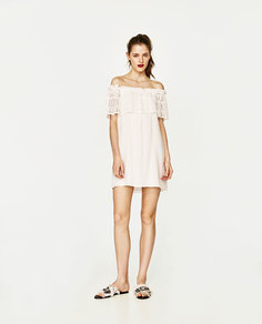 Сандалии из ткани, на плоской подошве Zara