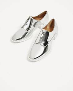 Серебристые туфли-блюхерс с молнией Zara