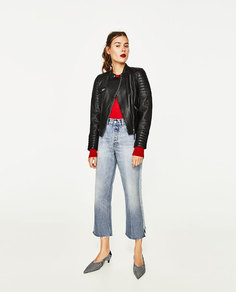 Кожаная куртка с молниями Zara