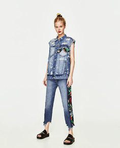Жилет с нашивкой на спине Zara