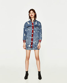 Джинсовая куртка «тигрица» в стиле oversize Zara