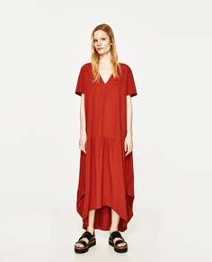 Длинное комбинированное платье Zara