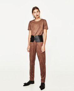 Брюки-джоггеры из искусственной замши Zara