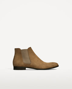 Бежевые кожаные ботинки челси Zara