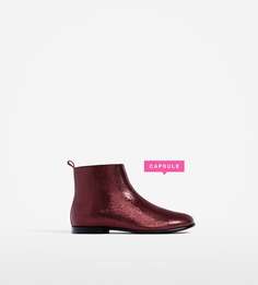 Кожаные ботинки с металлизированной отделкой Zara