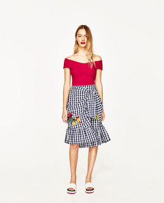 Боди из трикотажа в рубчик с открытыми плечами Zara