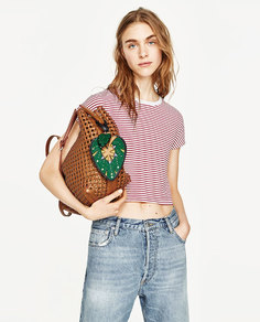 Сумка-мешок с плетеным узором и подвеской Zara