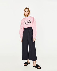 Укороченная толстовка с надписью Zara
