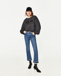 Укороченная толстовка с надписью Zara