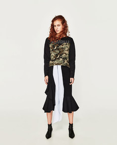 Укороченная комбинированная толстовка Zara