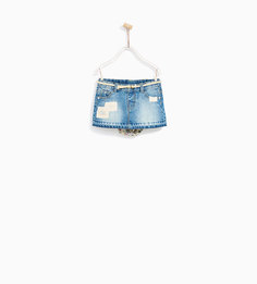 Джинсовая юбка с кружевными нашивками и трусиками Zara