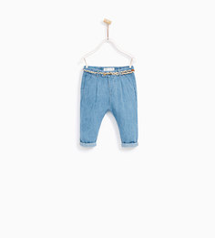 Джинсовые брюки чинос с поясом Zara