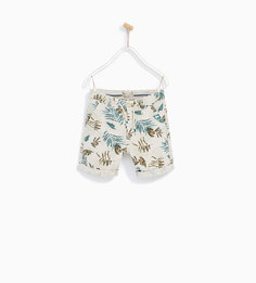 Льняные шорты с принтом Zara